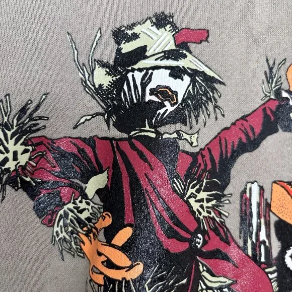 Vintage Halloween Sweatshirt Women’s Large Black Cat Pumpkin Scarecrow 80/90s - Picture 3 of 16